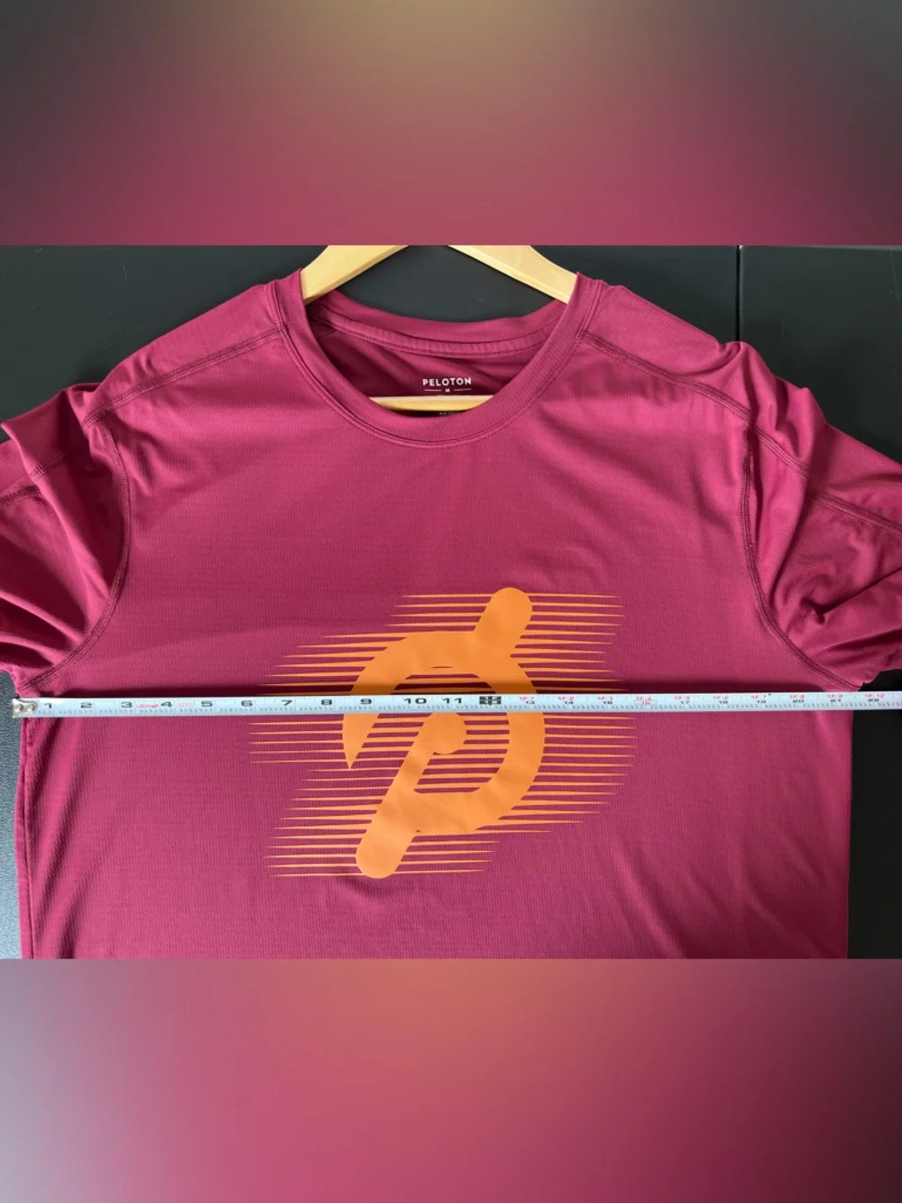 Peloton Maroon Short Sleeve Dry Fit Tee with Orange Logo-Size Medium - Picture 6 of 7